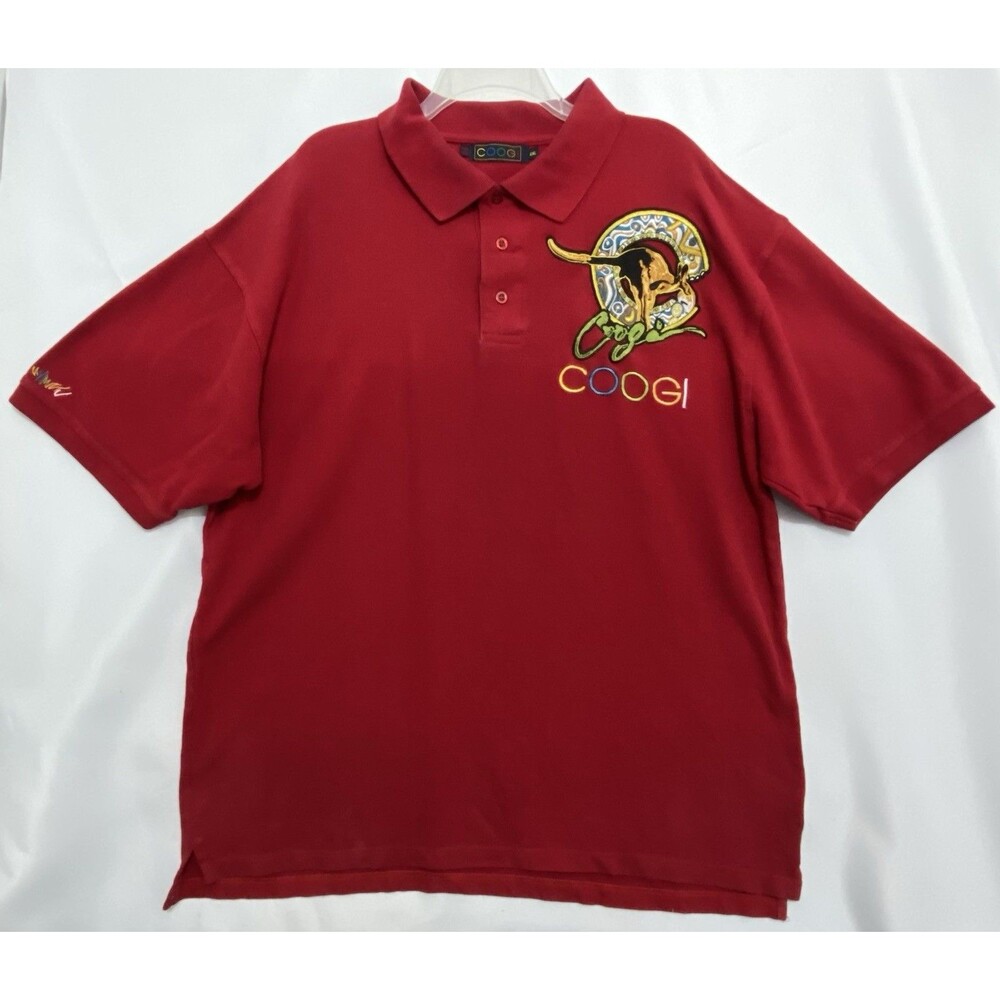 COOGI Mens 4X Red Polo Shirt Multicolor Embroidered Logo 100% Cotton